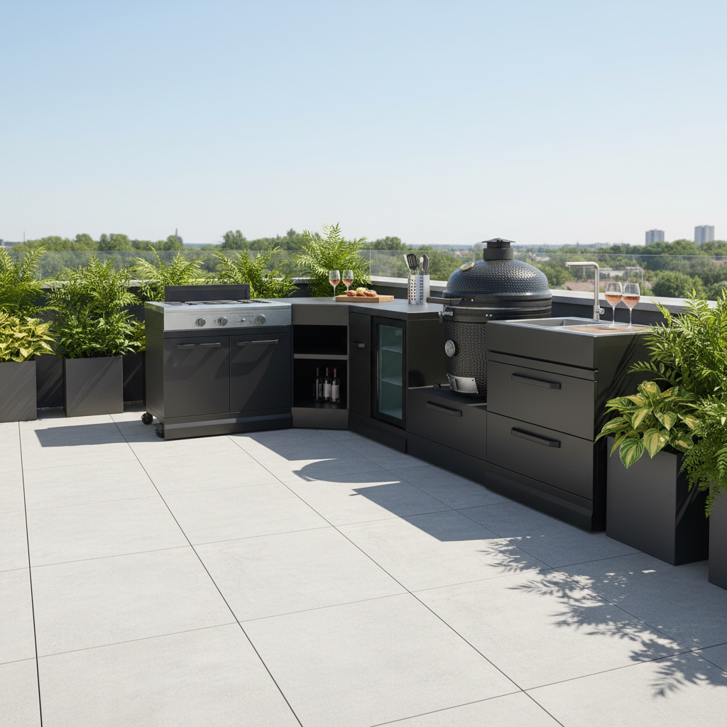 GRLLR Connect Modular Outdoor Kitchen – Kamado Grill, Sink, Expansion, Corner & Fridge Units for Premium Outdoor Cooking