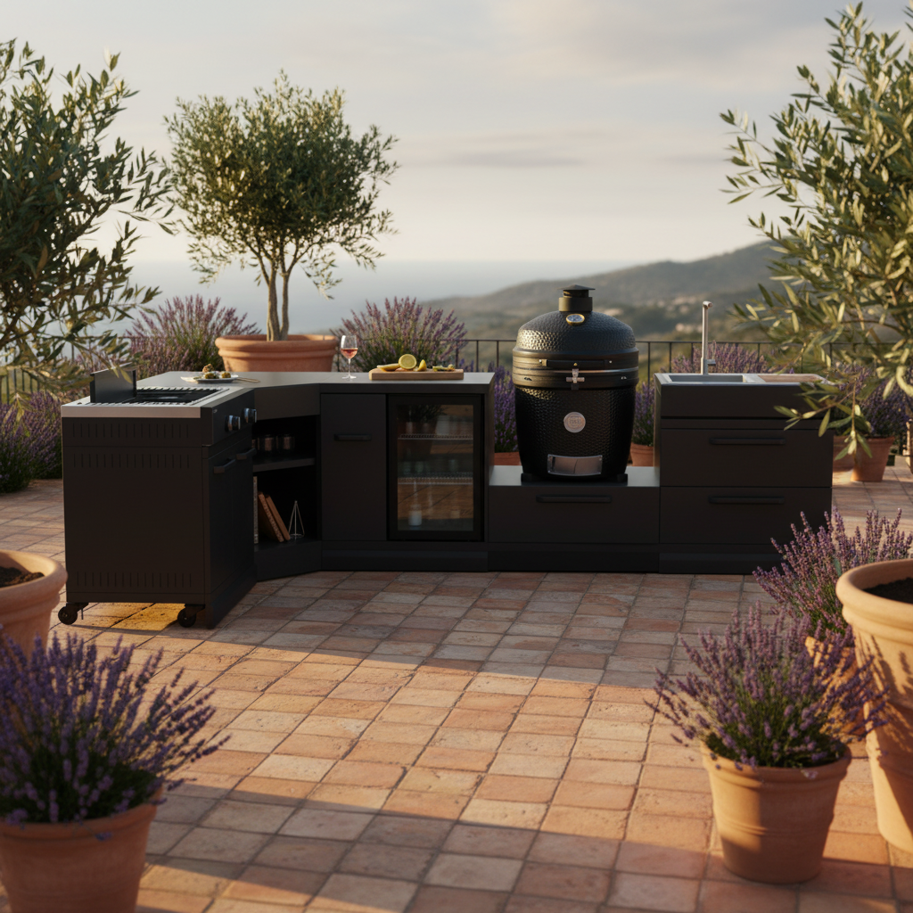 GRLLR Connect Modular Outdoor Kitchen – Kamado Grill, Sink, Expansion, Corner & Fridge Units for Premium Outdoor Cooking