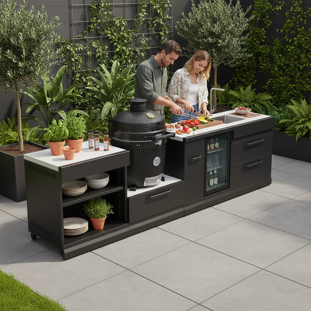 GRLLR Connect Modular Outdoor Kitchen – Kamado Grill, Sink, Expansion, Corner & Fridge Units for Premium Outdoor Cooking