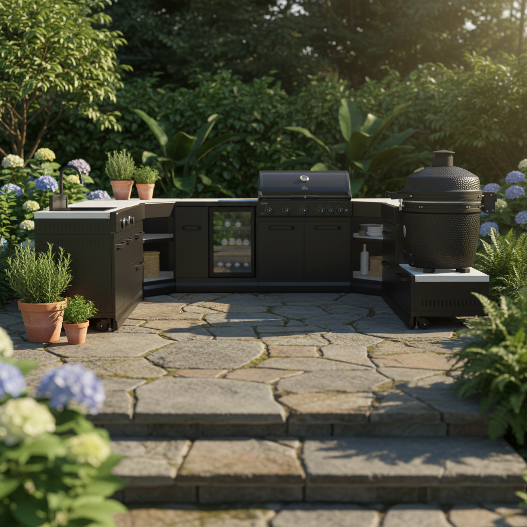 GRLLR Connect Modular Outdoor Kitchen – Kamado Grill, Sink, Expansion, Corner & Fridge Units for Premium Outdoor Cooking