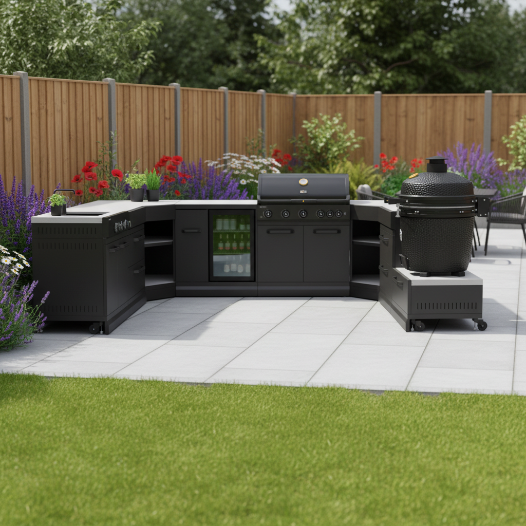 GRLLR Connect Modular Outdoor Kitchen – Kamado Grill, Sink, Expansion, Corner & Fridge Units for Premium Outdoor Cooking