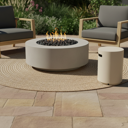 Happy Cocooning, Round Gas Bottle Enclosure, Composite - Oyster beige
