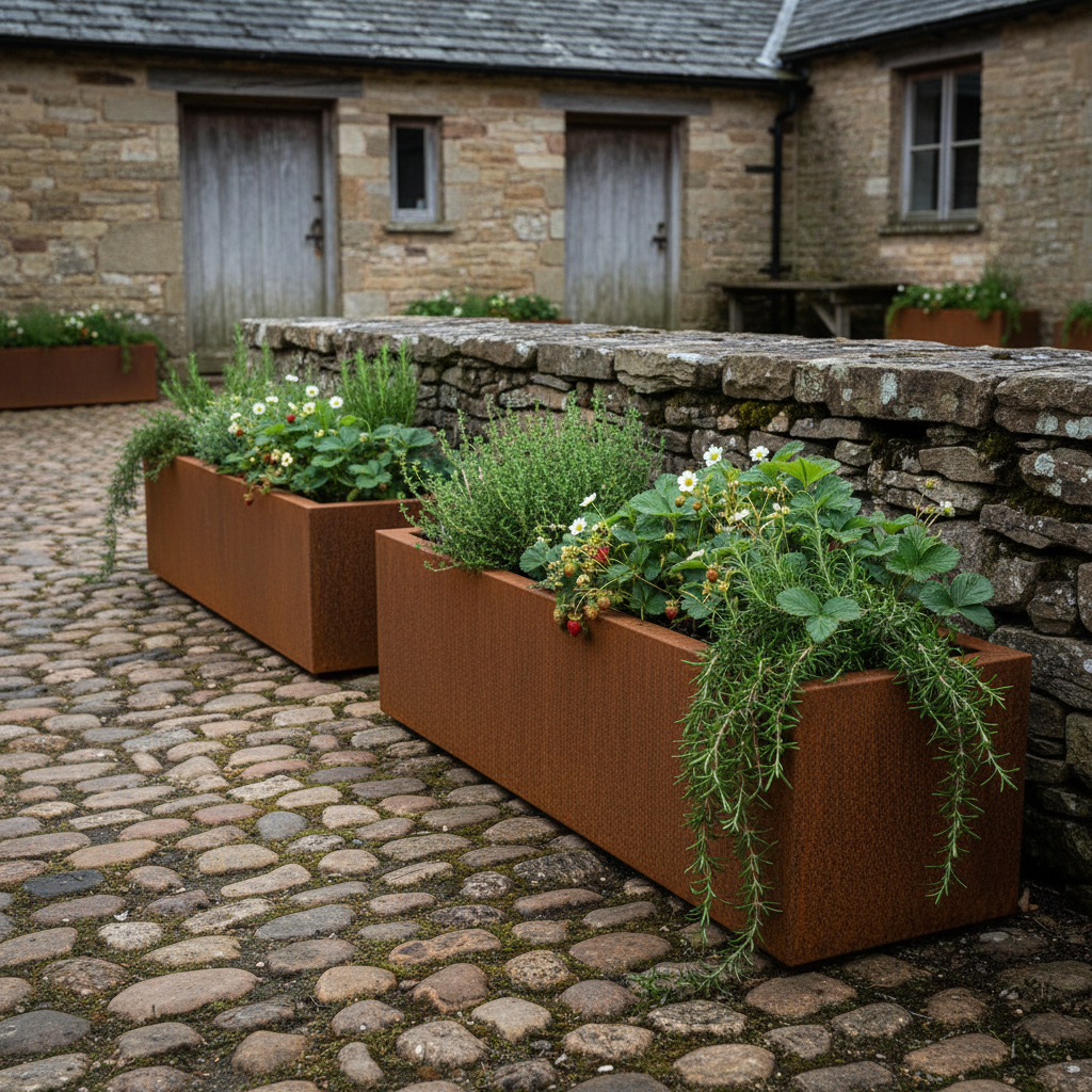 Arden Trough Planter in Rustic Patina Steel | Handmade in Britain