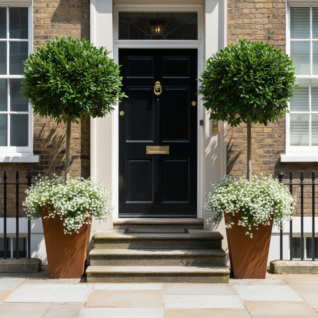 Harrogate Tapered Planter Rustic Patina Steel with Drainage