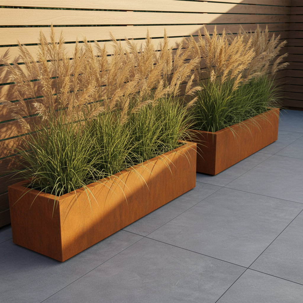 Arden Trough Planter in Rustic Patina Steel | Handmade in Britain