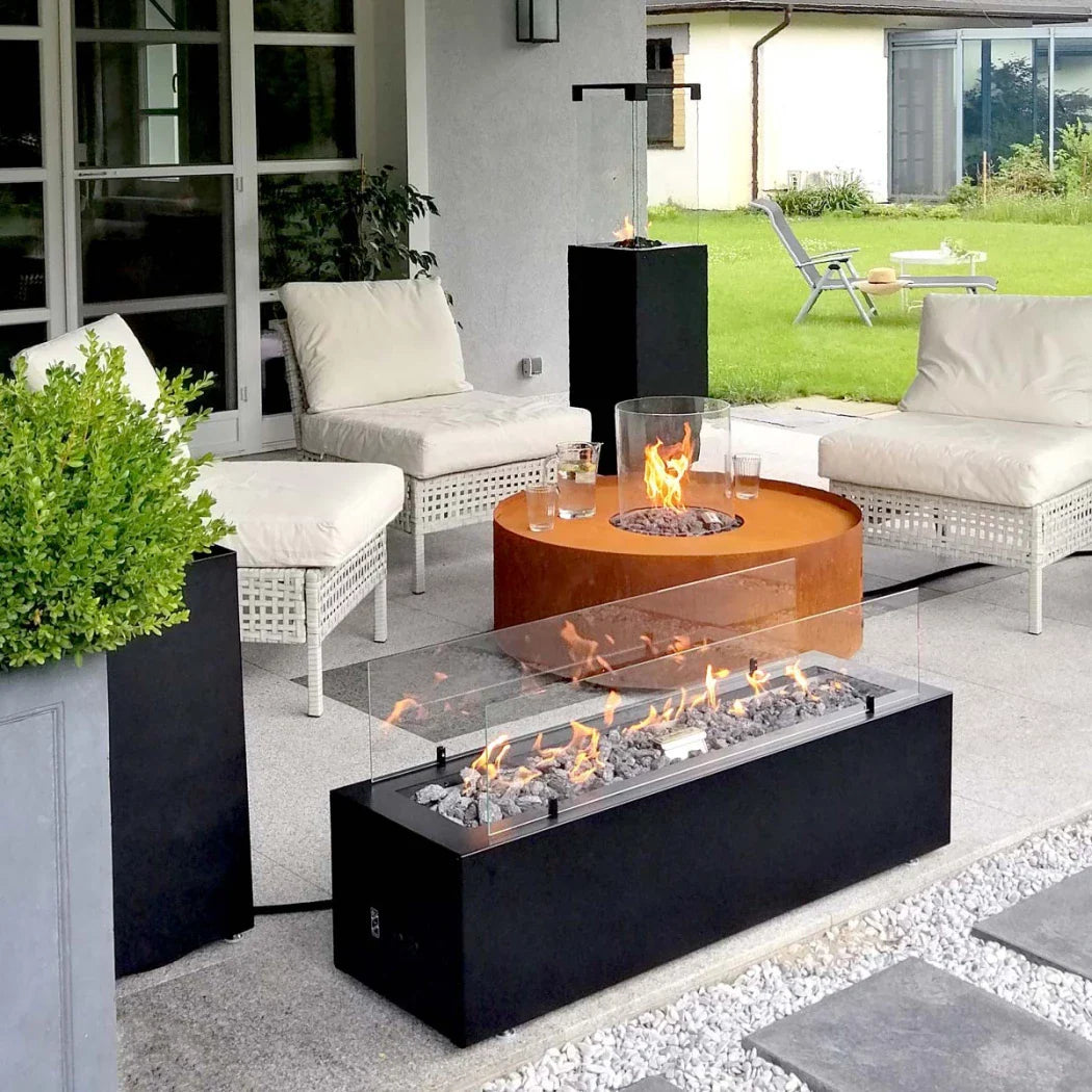 Planika Galio Black Automatic Outdoor Gas Fireplace – Freestanding