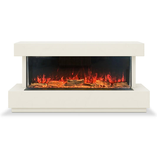 Hestia 1562 Electric Fire Marble Media Wall Suite Medium Polar White