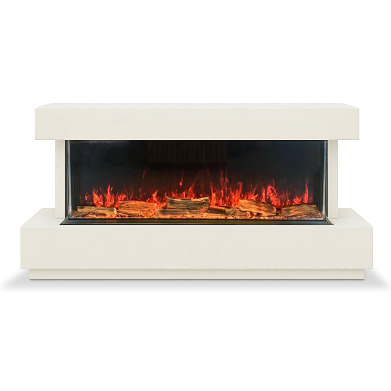 Hestia 1308 Electric Fire Marble Media Wall Suite Polar White