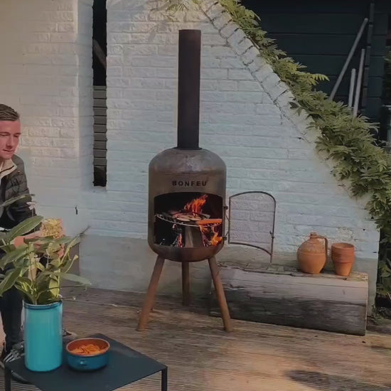 BonFeu, BonBono, Outdoor Fireplace and Grill, Rust