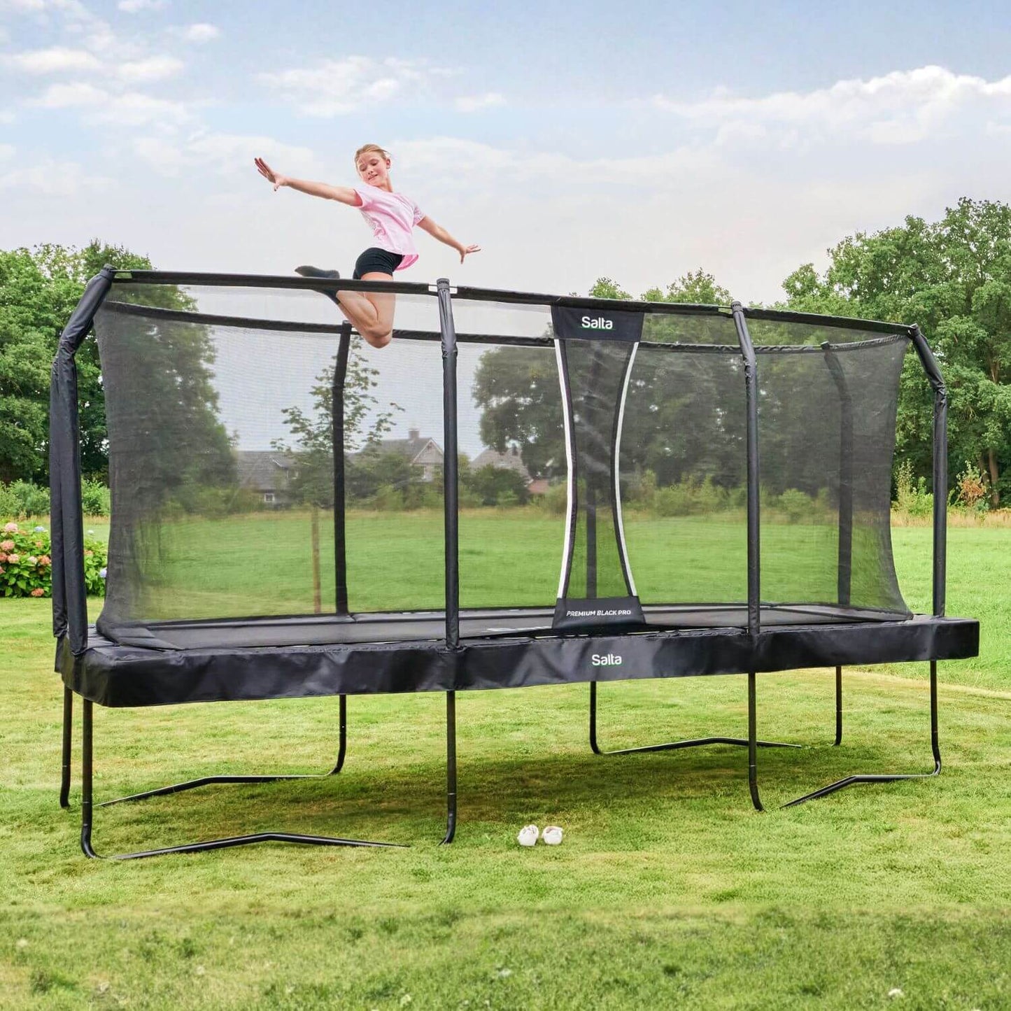 13ft x 8.5ft Salta Premium Black Pro Rectangular Trampoline + Safety Net