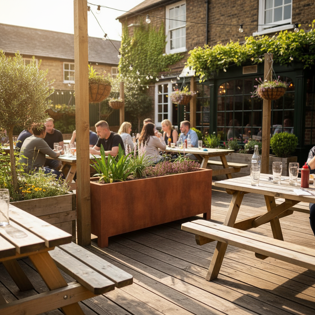 Arden – Corten Steel Trough Planter with Feet