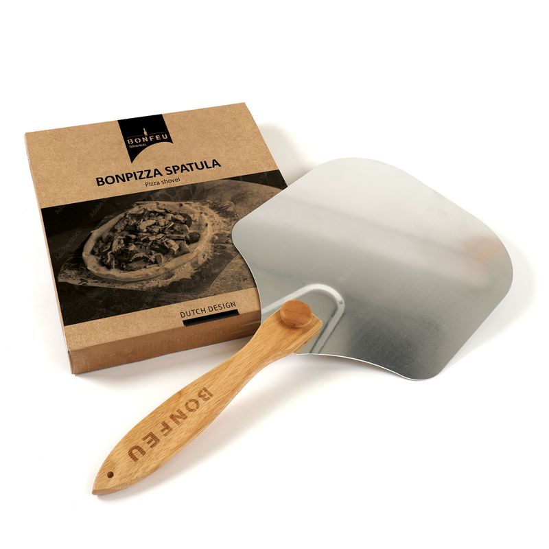 BonFeu BonPizza Stainless Steel Pizza Spatula with Wooden Handle for Easy Serving