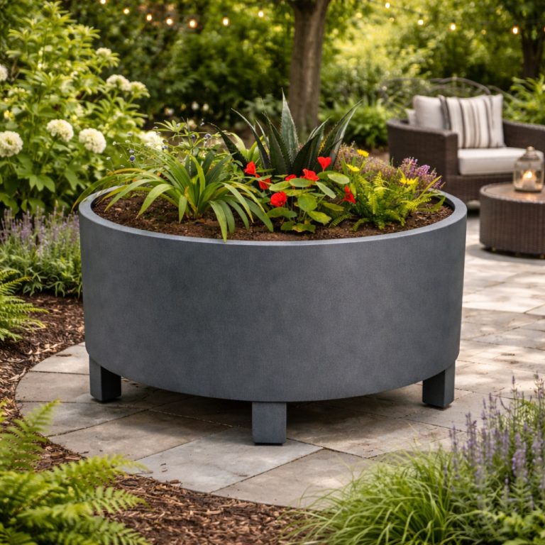 Henley Cylindrical Steel Planter Garden Planter UK With Feet