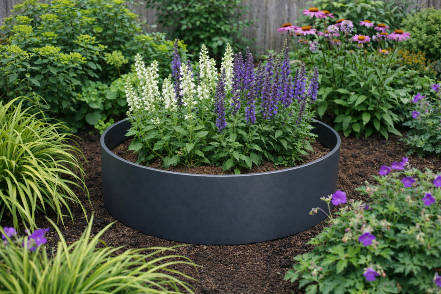 Hampton Cylindrical Steel Planter Bottomless Garden UK