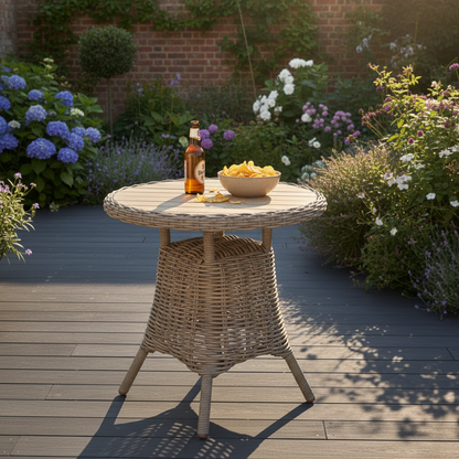 Amalfi Collection Outdoor Bistro Table With Wood Top