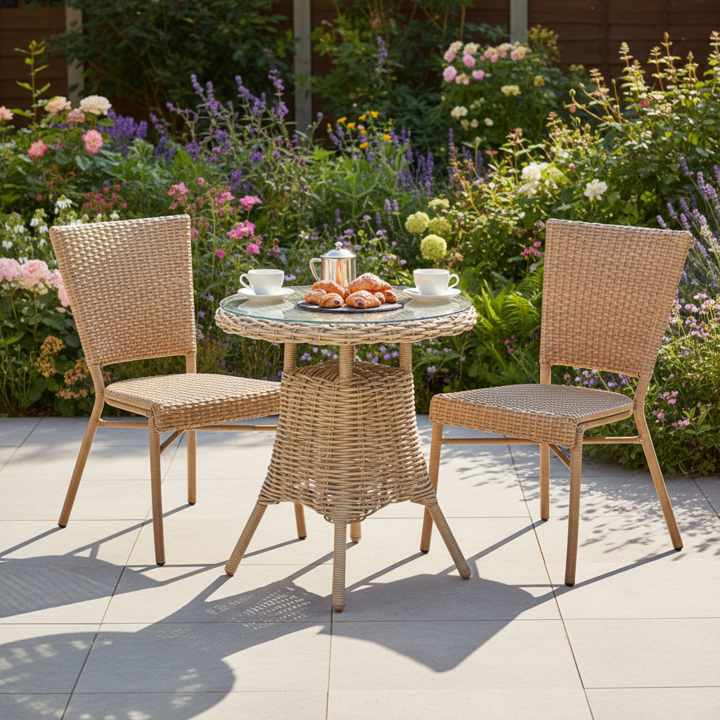 Amalfi Collection Outdoor Bistro Table With Glass Top