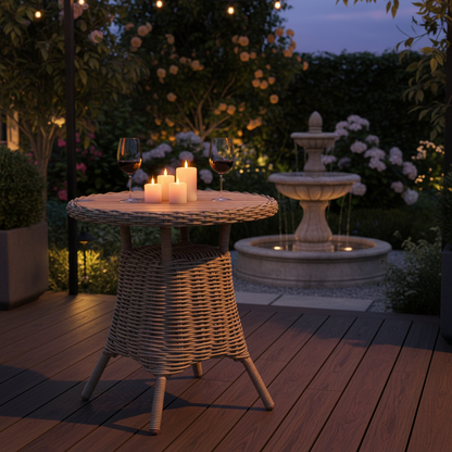 Amalfi Collection Outdoor Bistro Table With Wood Top