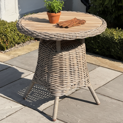 Amalfi Collection Outdoor Bistro Table With Wood Top