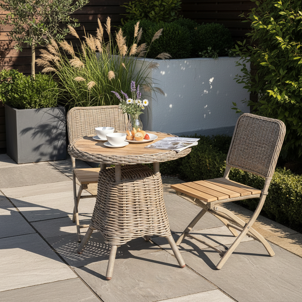 Amalfi Collection Outdoor Bistro Table With Wood Top