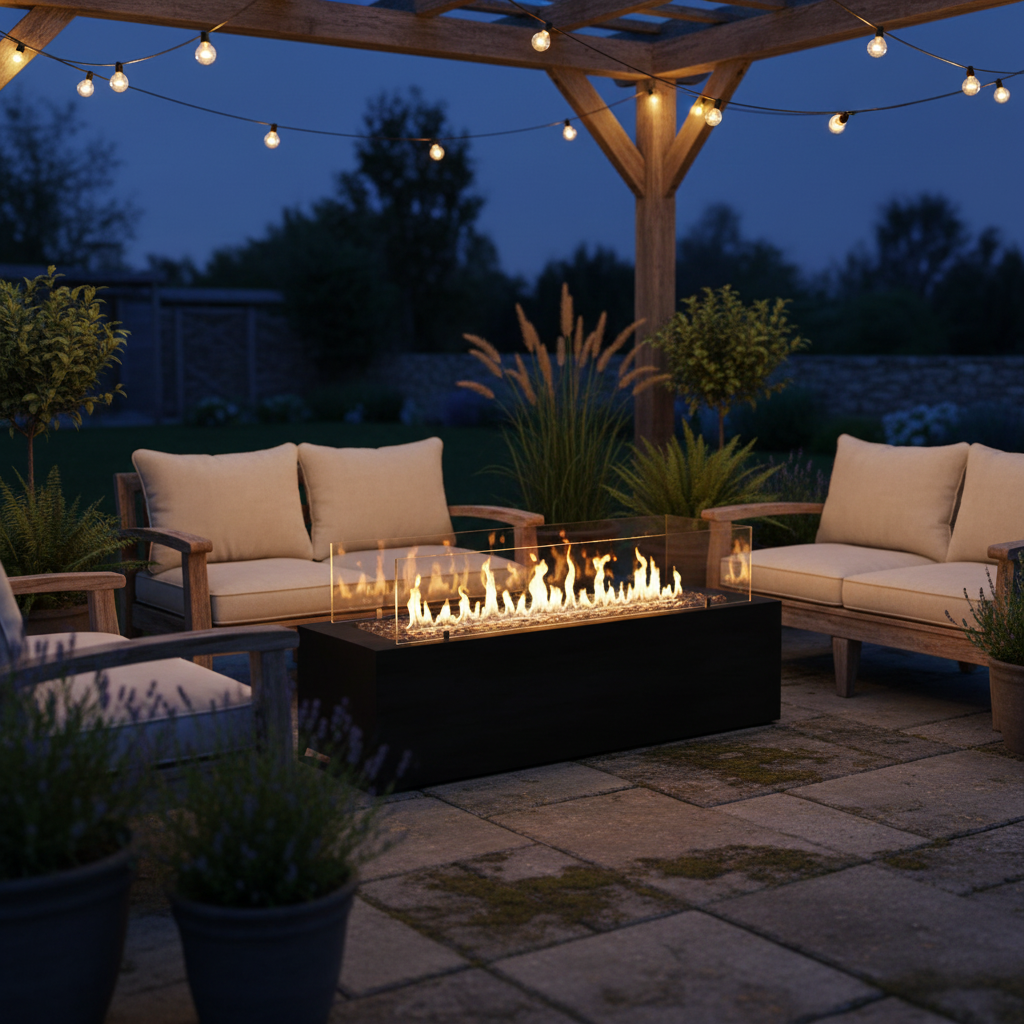 Planika Galio Black Automatic Outdoor Gas Fireplace – Freestanding