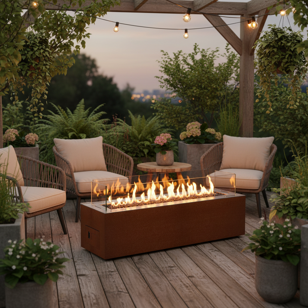 Planika Galaxy Corten Automatic Outdoor Gas Burner for Patio