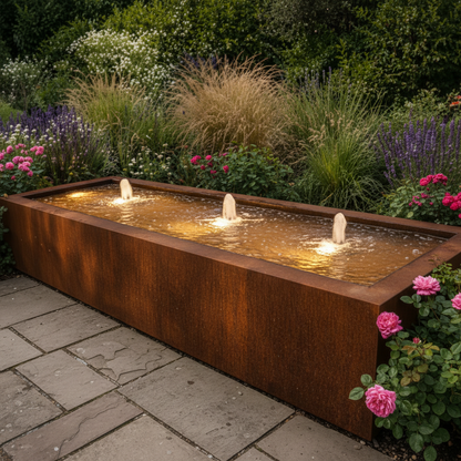 Rectangle Corten Steel Water Table – Handmade in Britain