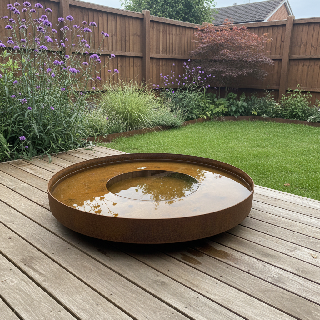 Corten Steel Water Bowl