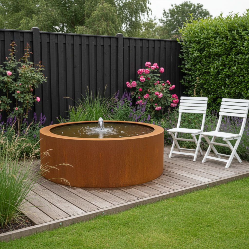 Corten Steel Round Water Table