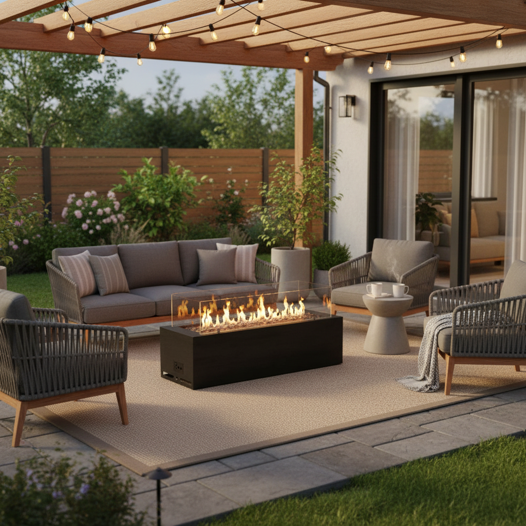 Planika Galio Black Automatic Outdoor Gas Fireplace – Freestanding