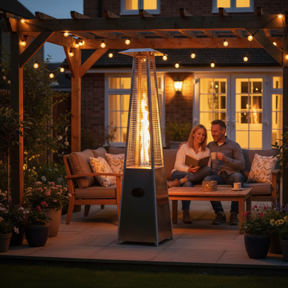 Lifestyle, Tahiti 11, Pyramid Flame Gas Patio Heater, Stainless Steel