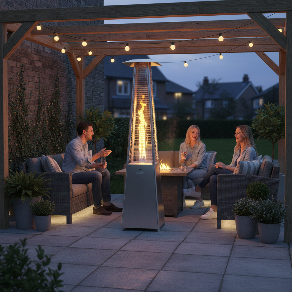 Lifestyle, Tahiti 11, Pyramid Flame Gas Patio Heater, Stainless Steel