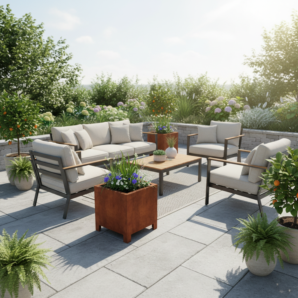 Arden – Corten Steel Cube Planter with Feet