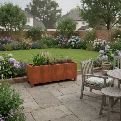 Arden – Corten Steel Trough Planter with Feet