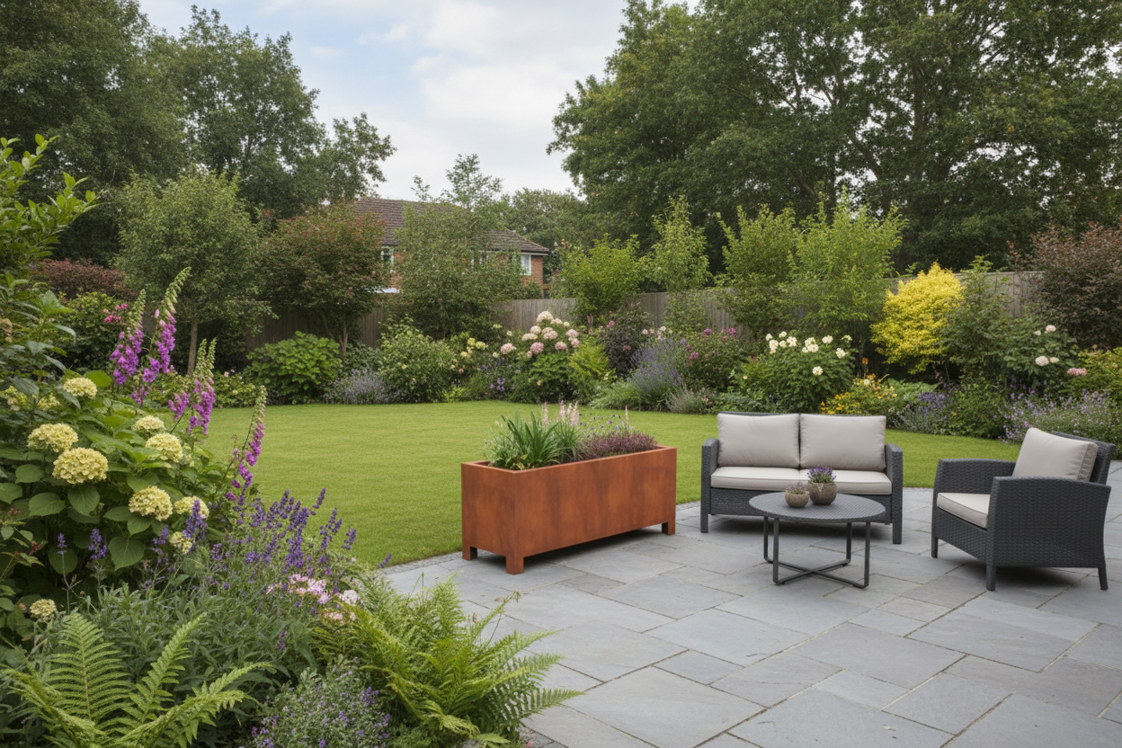 Arden – Corten Steel Trough Planter with Feet