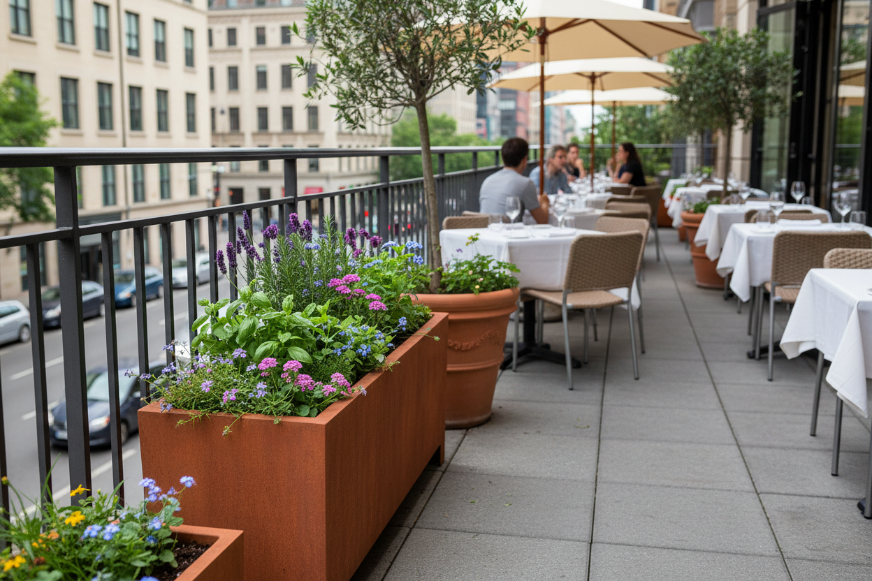 Arden – Corten Steel Trough Planter with Feet