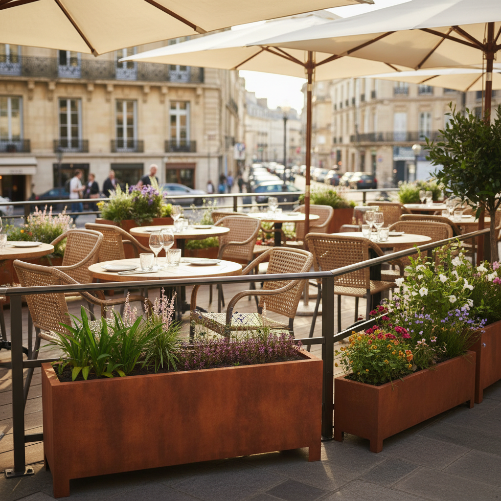 Arden – Corten Steel Trough Planter with Feet