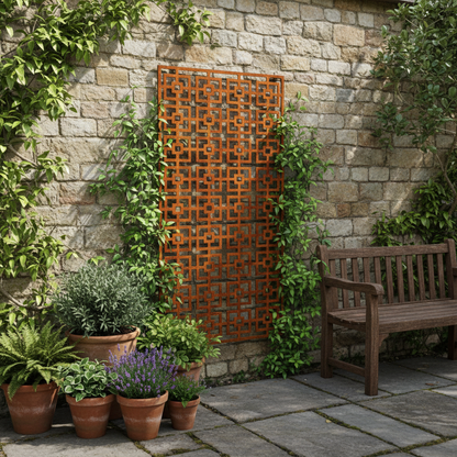 Patina Steel – Laser Cut Screen – Double Squared Design