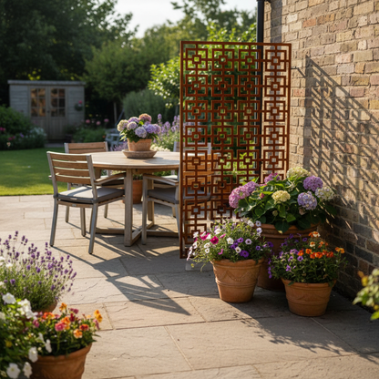 Patina Steel – Laser Cut Screen – Double Squared Design