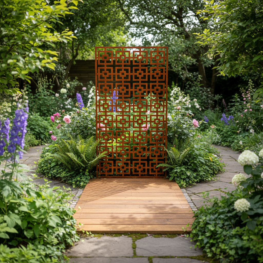 Patina Steel – Laser Cut Screen – Double Squared Design