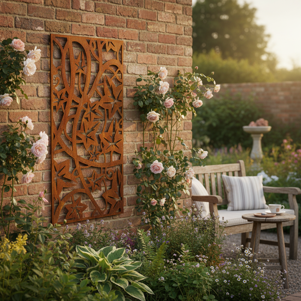 Patina Steel – Climbing Ivy Design – Laser Cut Screen