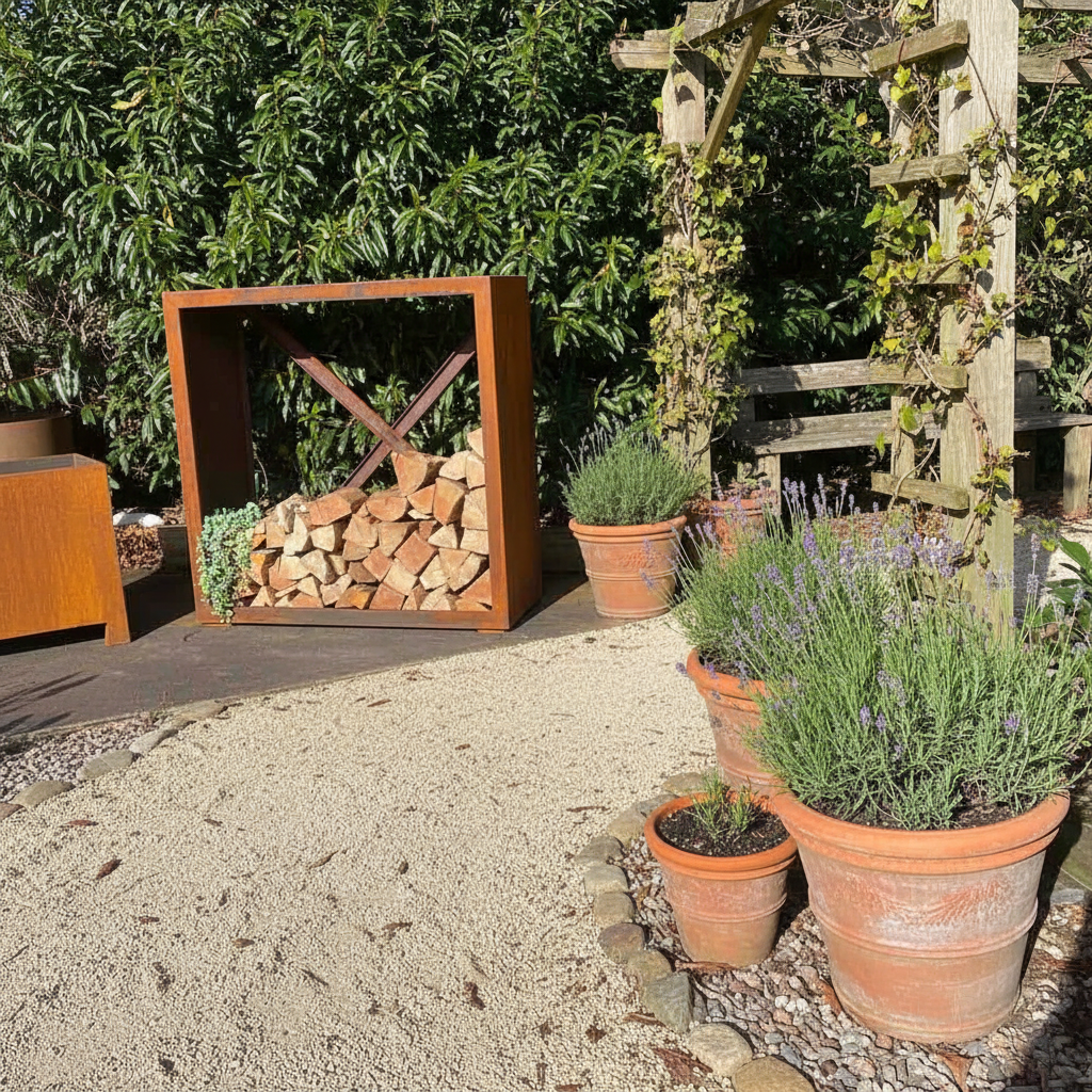 Heavy-Duty Corten Steel Log Store – Weather-Resistant British Firewood Storage