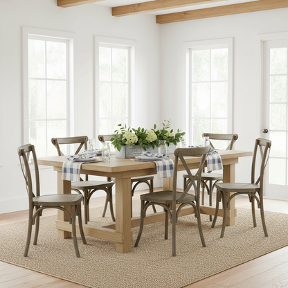 Light Oak Cross Back Dining Chair | Solid Oak Rustic Dining Seat