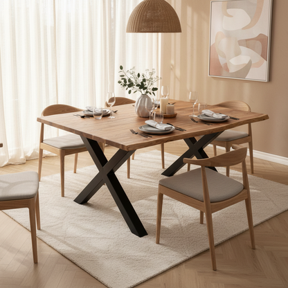 Live Edge Acacia Square Dining Table – Handcrafted Rustic Elegance