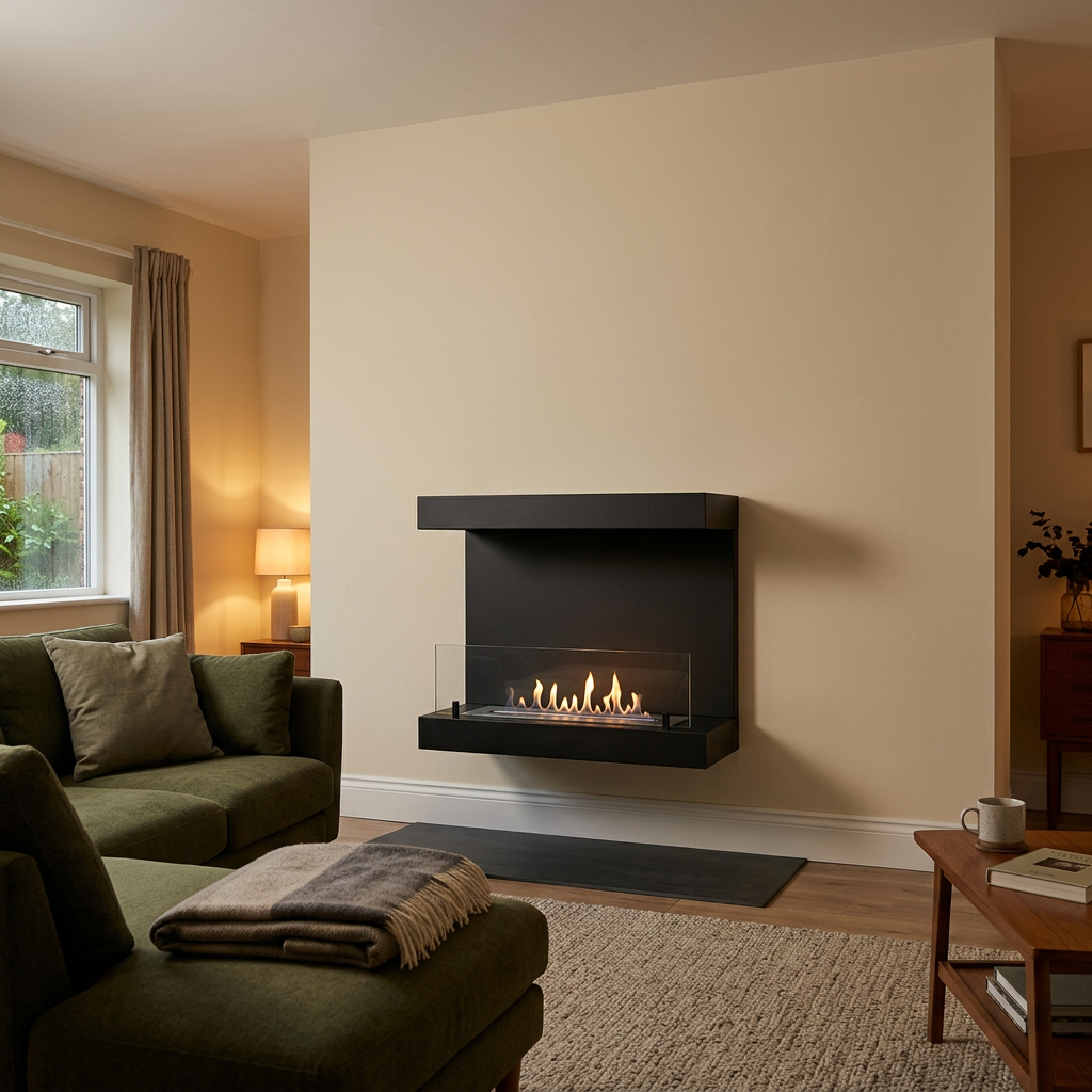 ScandiFlames Dakota Black Three Sided Wall Mounted Bioethanol Fireplace