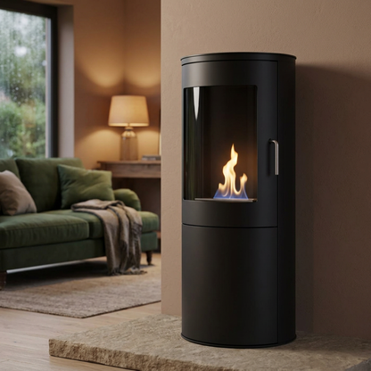 ScandiFlames Richmond Black Bioethanol Fireplace with Flat Back