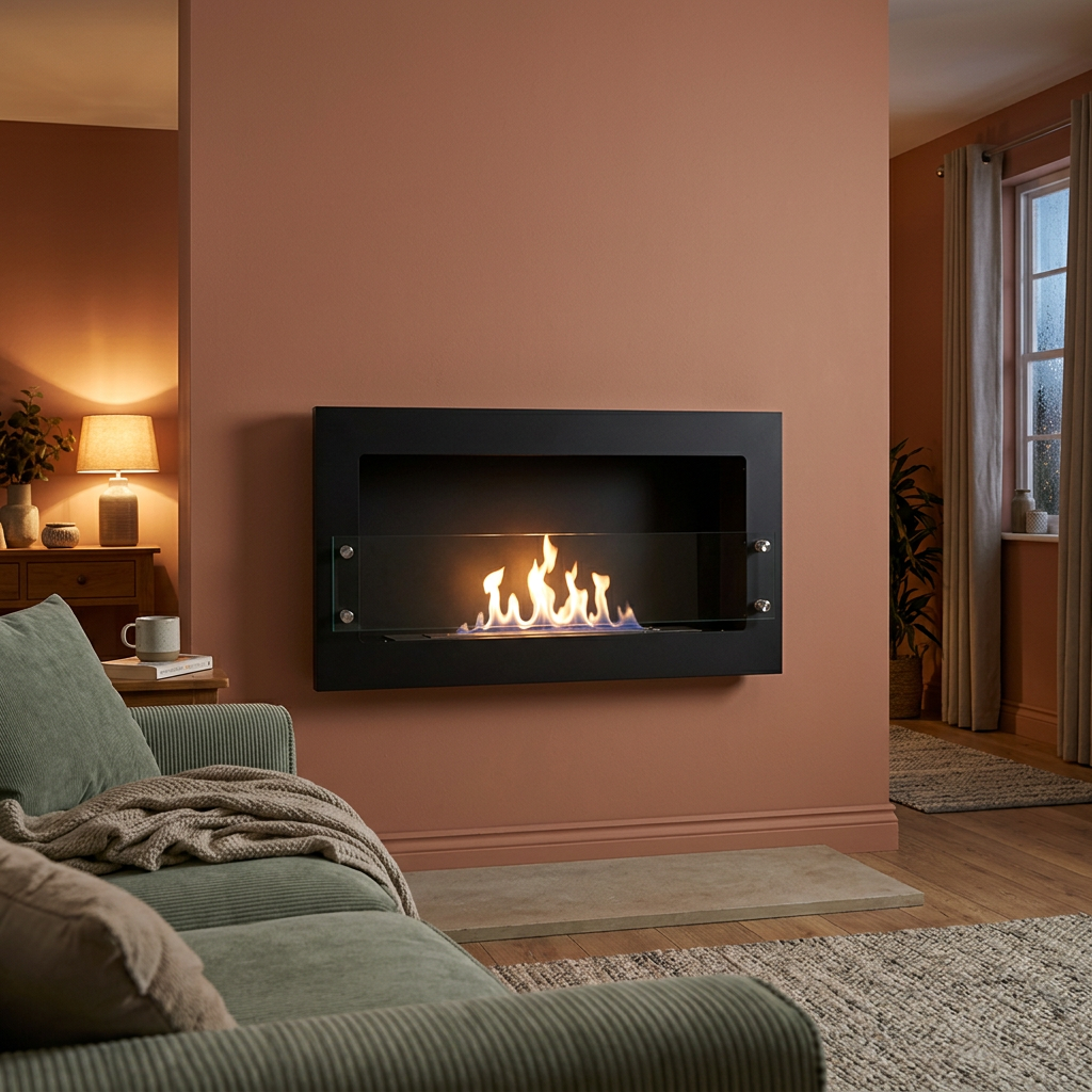 ScandiFlames Texas Black Wall Mounted Bioethanol Fireplace