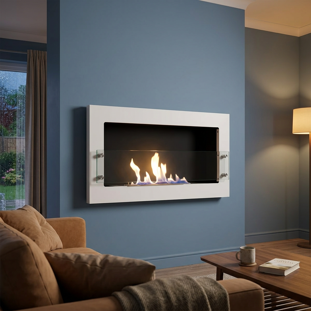 ScandiFlames Texas White Wall Mounted Bioethanol Fireplace