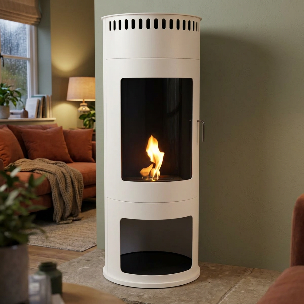 ScandiFlames Washington White in a cosy living room