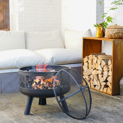 HEAT Alna Fire Pit – Floral Steel Garden Fireplace