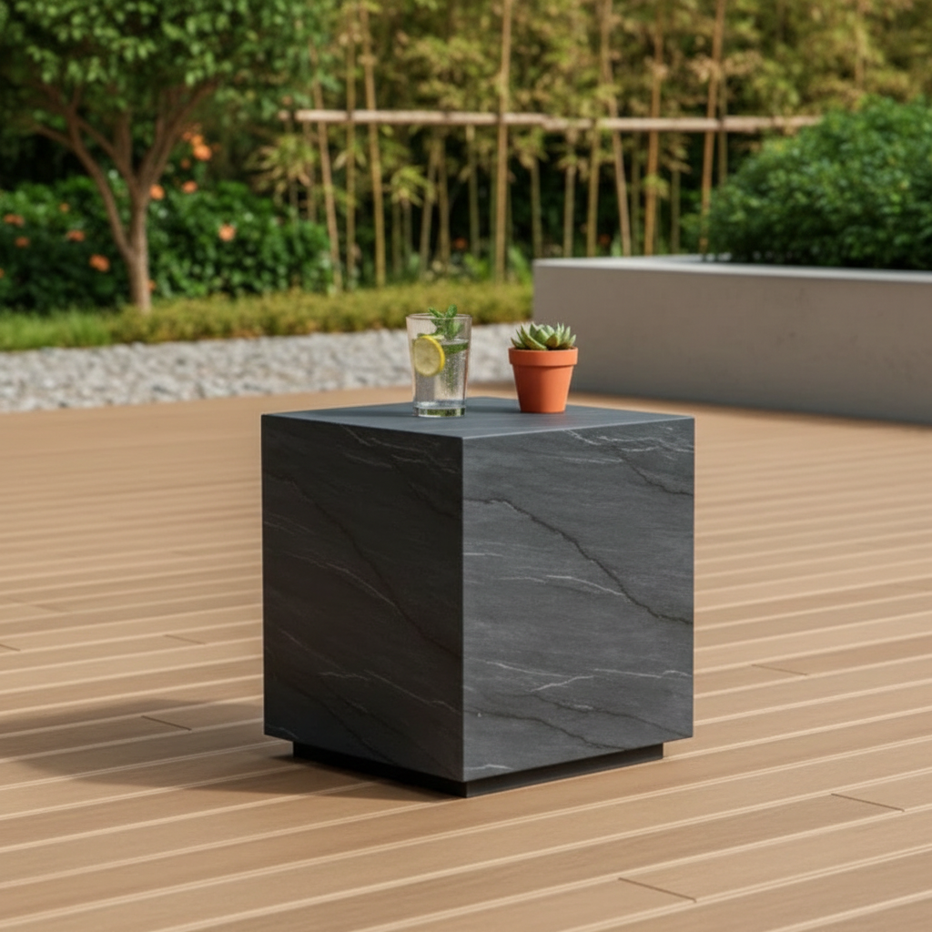 Elementi, Colorado Side Table, Slate Black Outdoor/Indoor
